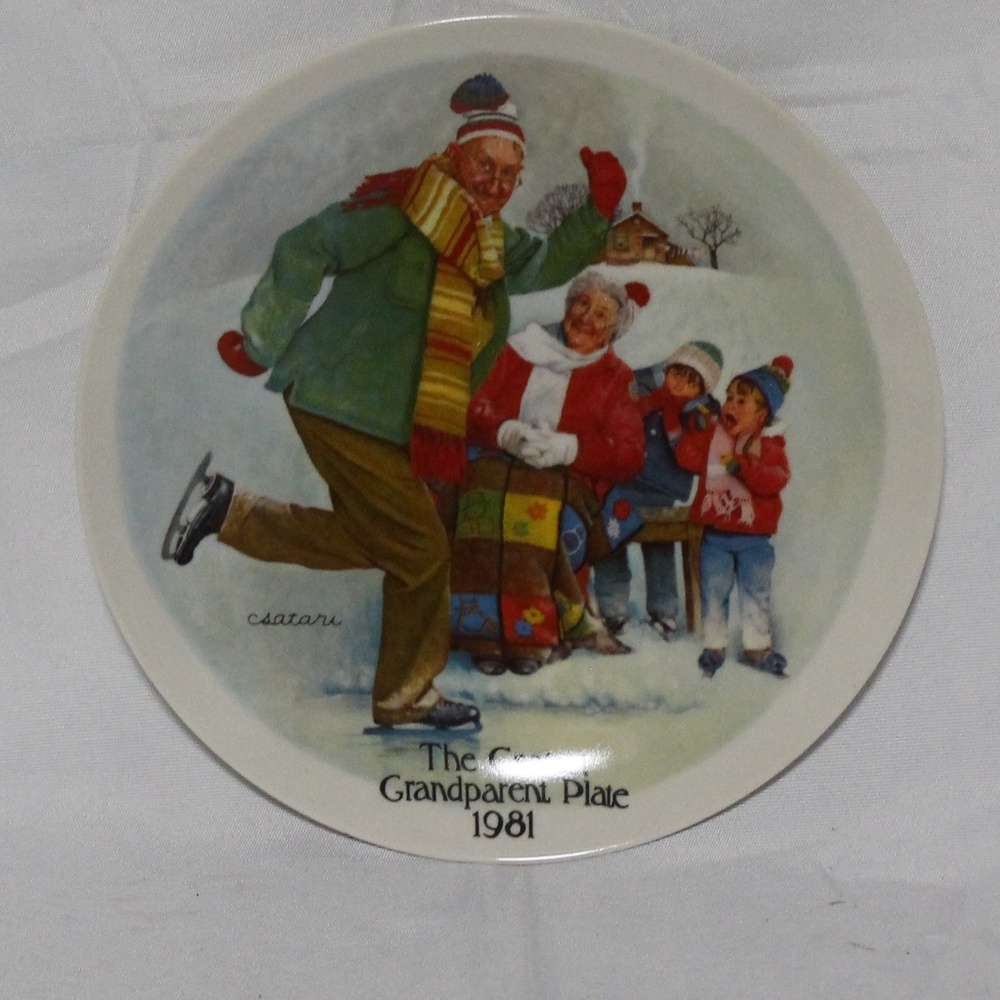 The Edwin M Knowles China Co. "The Skating Lesson" Joseph Csatari.